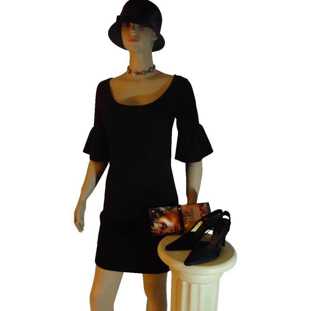 Ann Taylor Loft Black Dress Bell Sleeves Size 6